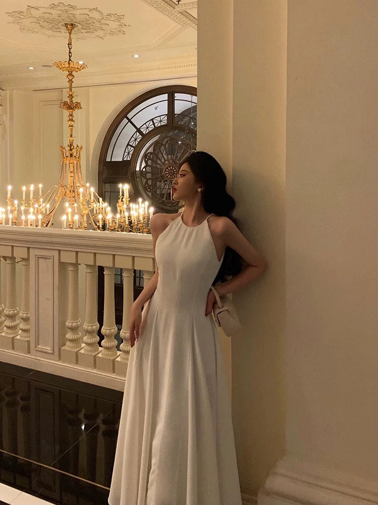 French A Line Jewel Sleeveless White Chiffon Prom Dresses Birthday Outfits