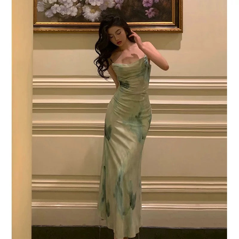 Gorgeous Sheath Spaghetti Straps Sage Green Date Night Dress Prom Dresses Birthday Outfit