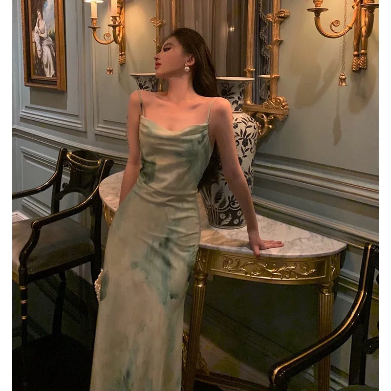 Gorgeous Sheath Spaghetti Straps Sage Green Date Night Dress Prom Dresses Birthday Outfit