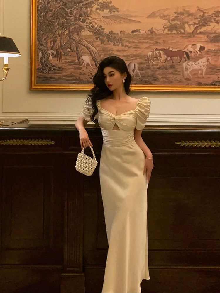 Pretty A line Short Sleeves Ivory Ankle Length Prom Dresses Birthday Outfits