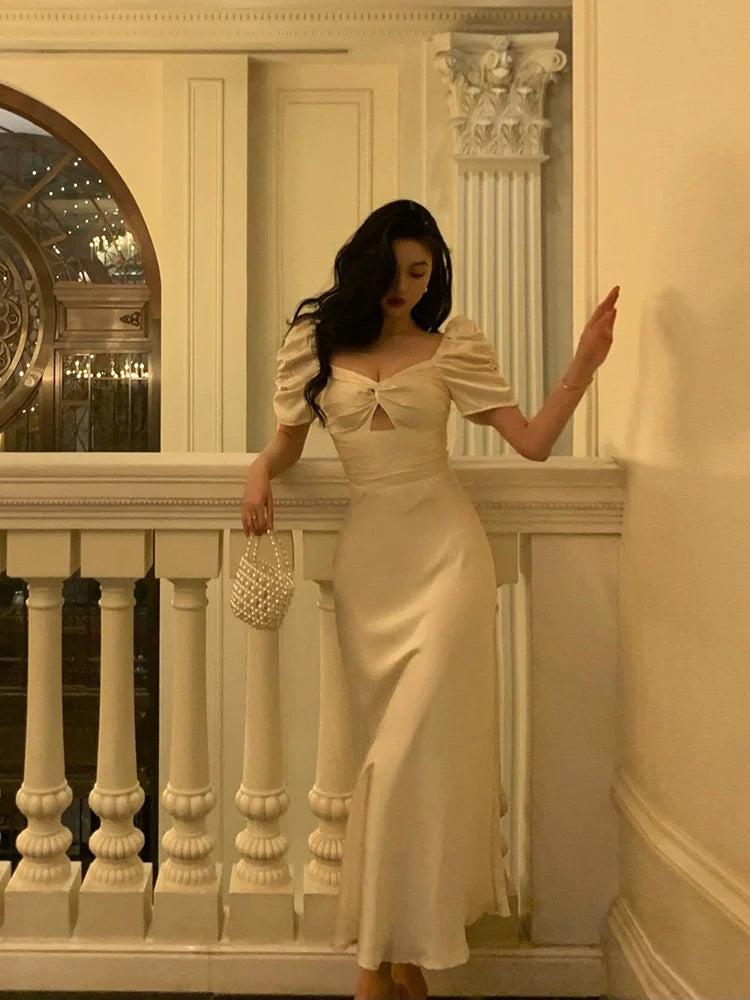 Pretty A line Short Sleeves Ivory Ankle Length Prom Dresses Birthday Outfits