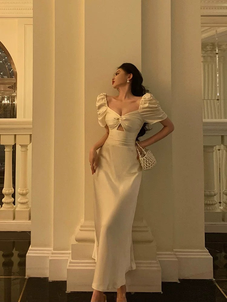 Pretty A line Short Sleeves Ivory Ankle Length Prom Dresses Birthday Outfits