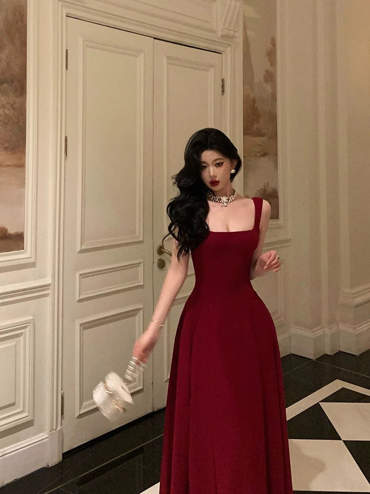Sexy A Line Straps Red Ankle Length Prom Dresses Birthday Outfits
