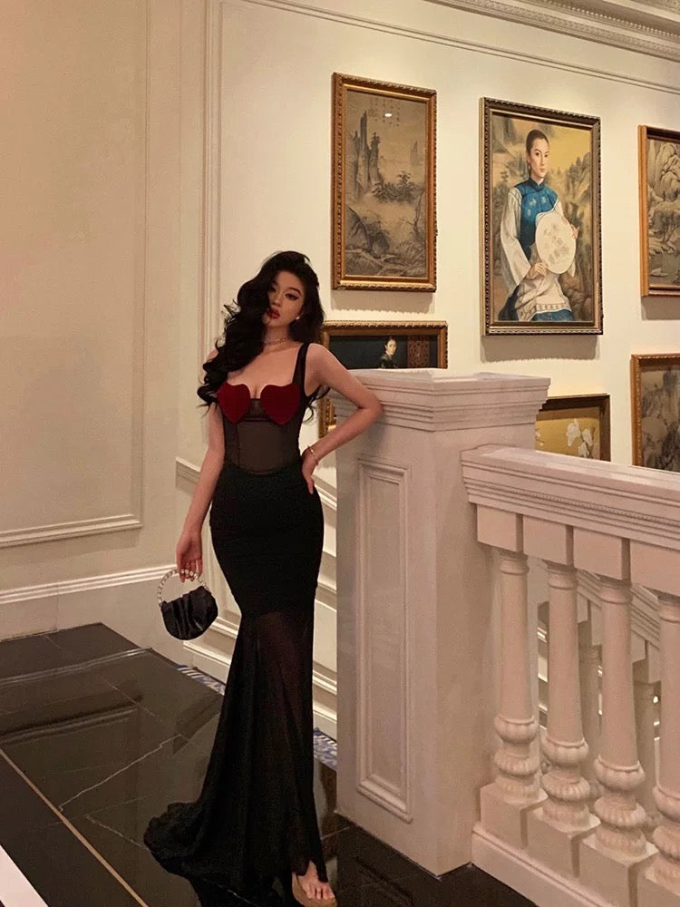 Sexy Sheath Straps Black Long Velvet Prom Dresses Birthday Outfits