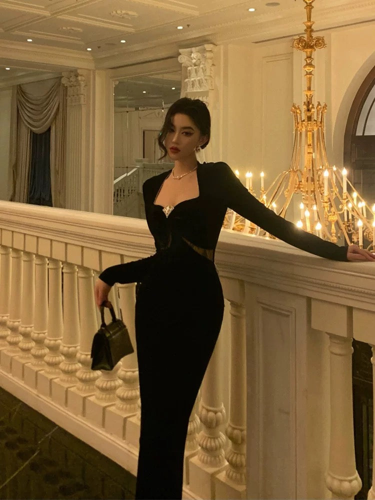 Gorgeous Sheath Strapless Long Sleeves Black Date Night Dress Prom Dresses Birthday Outfit