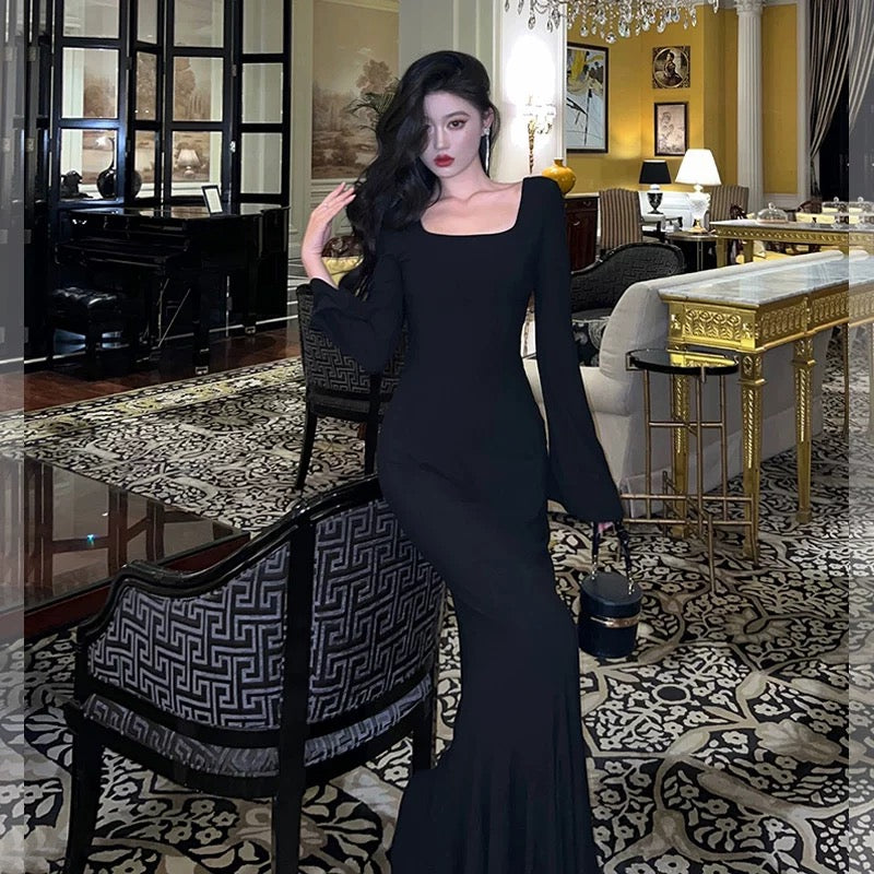 Gorgeous Sheath Square Neckline Date Night Dress Black Prom Dresses Party Dress Birthday Outfits