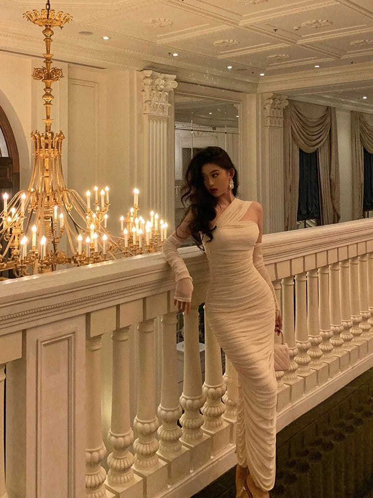 Stunning Sheath Strapless Sleeveless White Date Night Dress Ruffles Prom Dresses Birthday Outfit