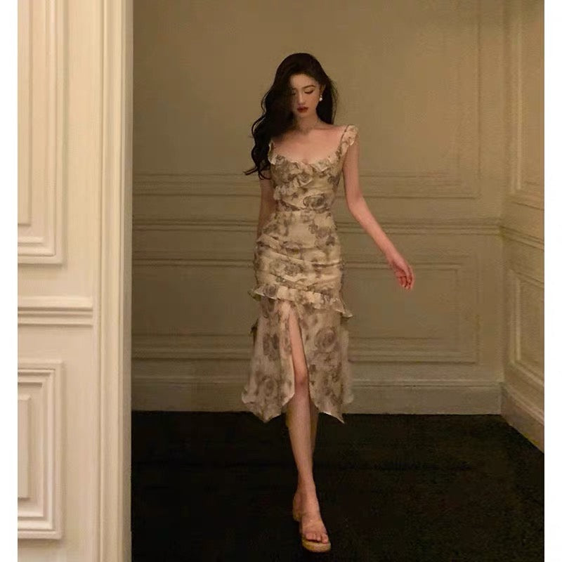 Gorgeous Sheath Straps Date Night Dress Floral Prom Dresses Party Dress Birthday Outfits