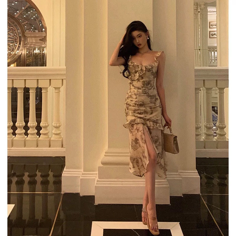 Gorgeous Sheath Straps Date Night Dress Floral Prom Dresses Party Dress Birthday Outfits