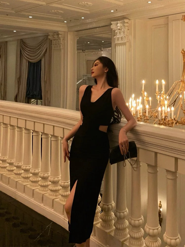 Gorgeous Sheath V Neckline Date Night Dress Black Prom Dresses Party Dress Birthday Outfits