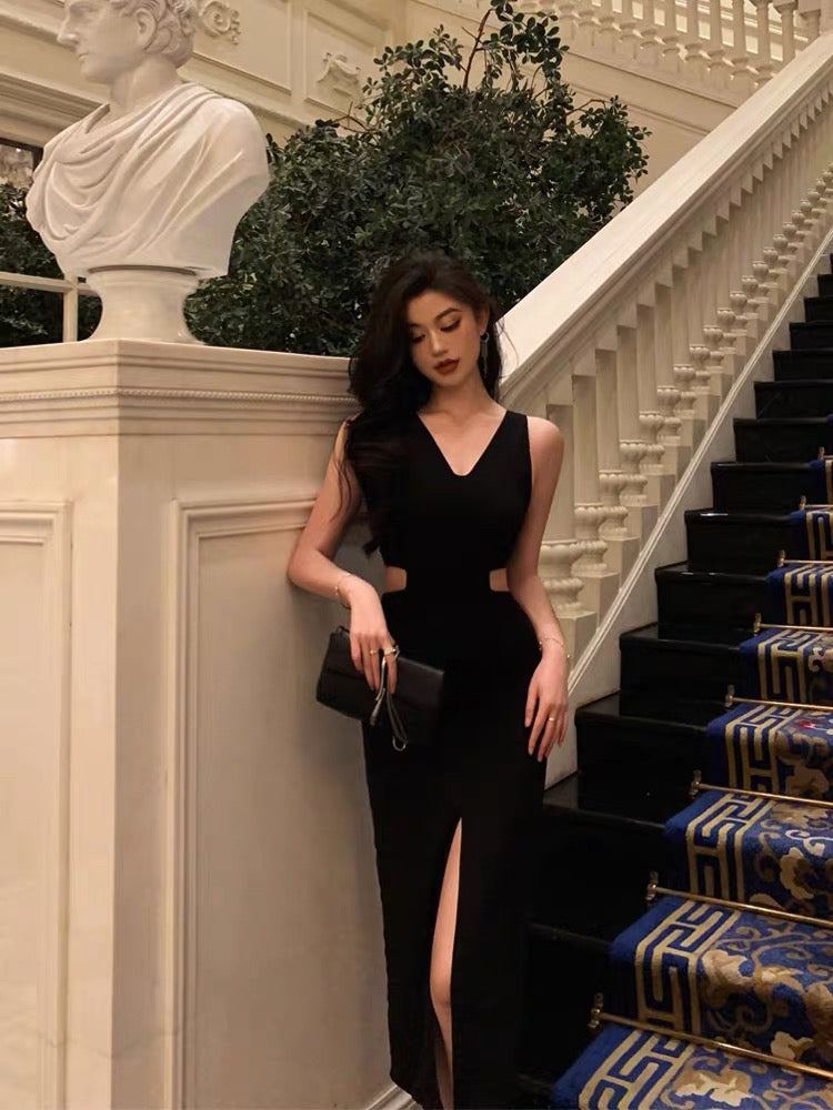 Gorgeous Sheath V Neckline Date Night Dress Black Prom Dresses Party Dress Birthday Outfits
