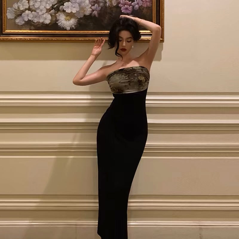 Gorgeous Sheath Strapless Date Night Dress Black Prom Dresses Party Dress Birthday Outfits