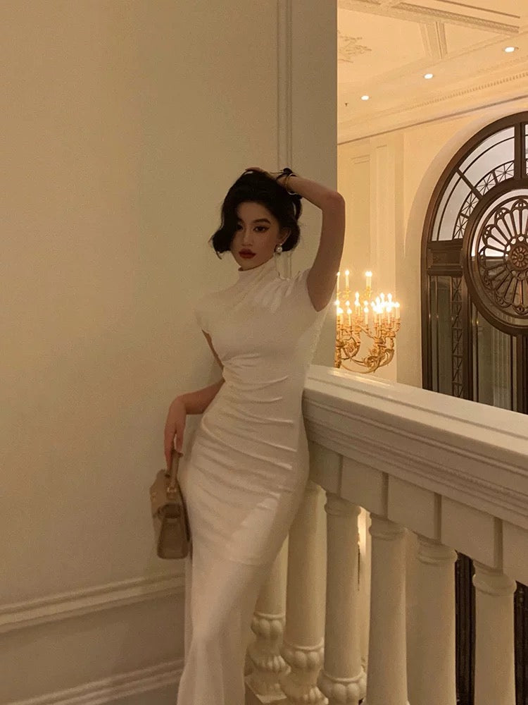 Gorgeous Sheath High Neckline White Date Night Dress Prom Dresses Party Dress Birthday Outfits