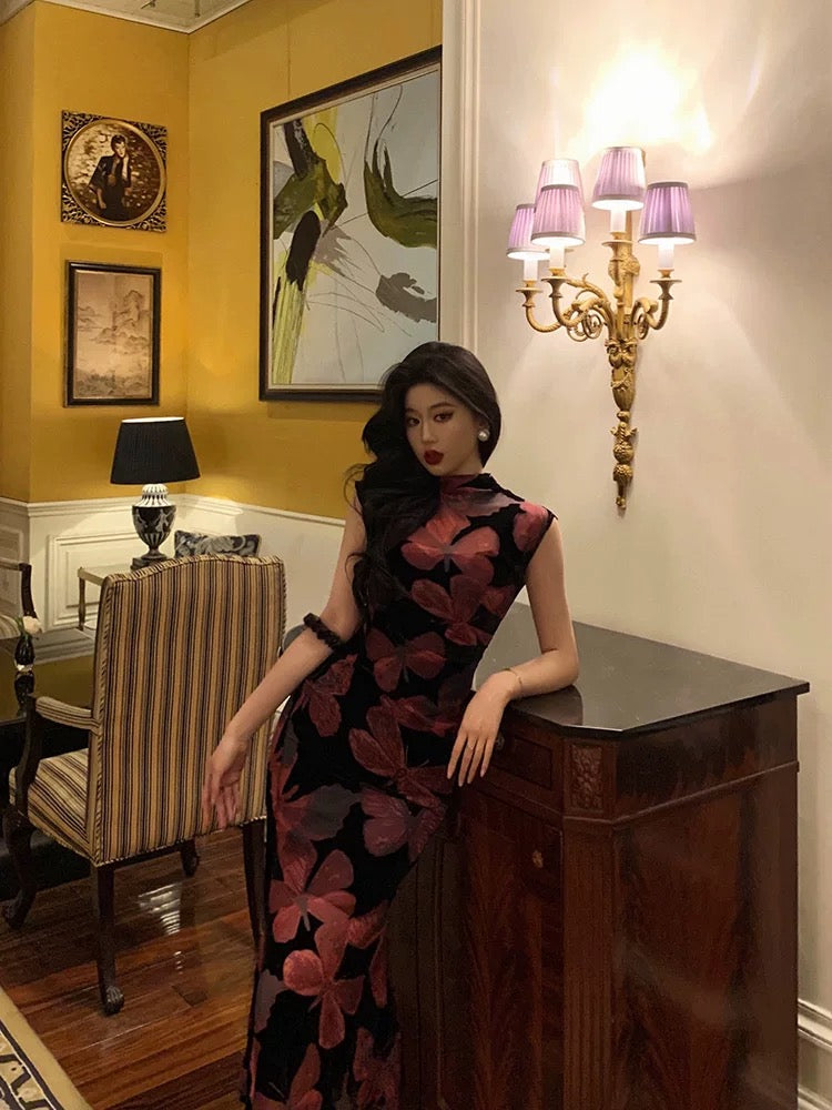 Gorgeous Sheath High Neckline Floral Date Night Dress Prom Dresses Party Dress Birthday Outfits