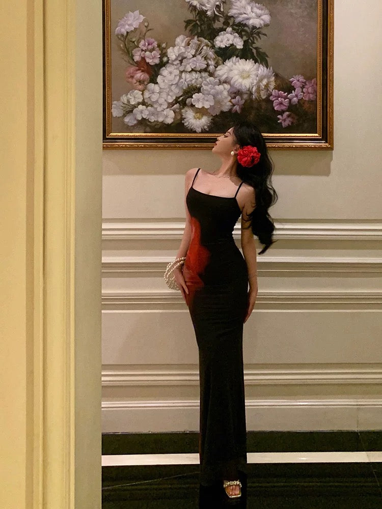 Pretty Sheath Spaghetti Straps Black Long Prom Dresses Birthday Outfits Evening Gown