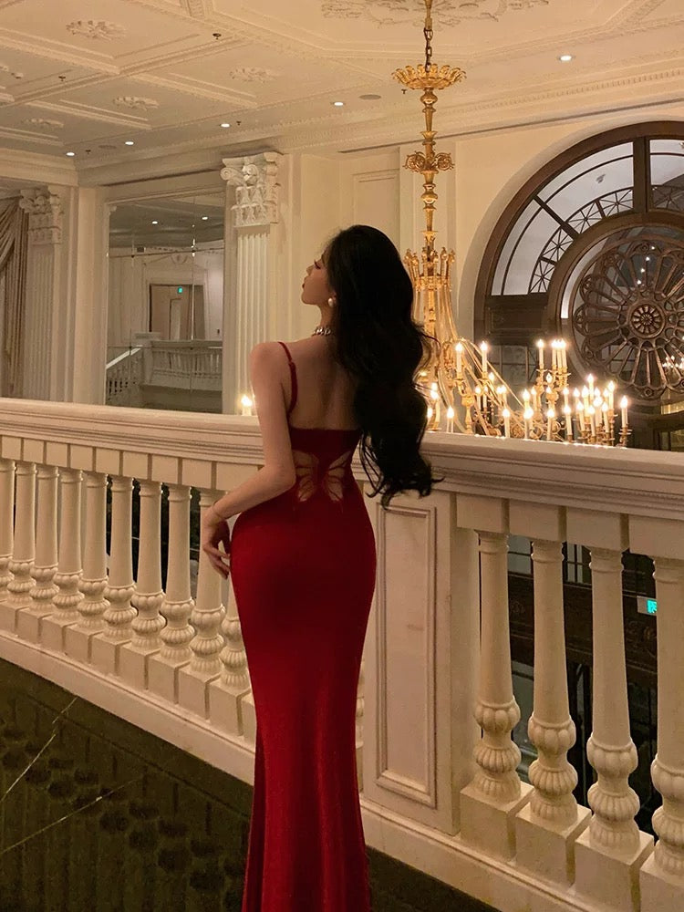 Gorgeous Sheath Spaghetti Straps Red Date Night Dress Prom Dresses Party Dress Birthday Outfits