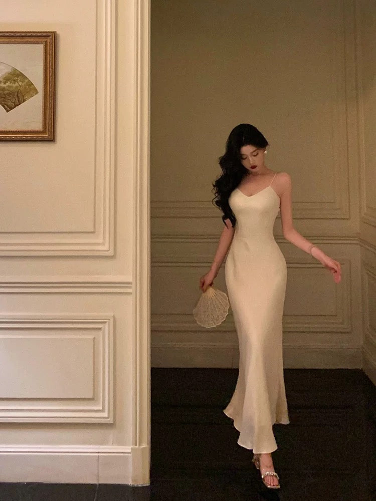 Stunning Mermaid Spaghetti Straps White Date Night Dress Prom Dresses Birthday Outfit