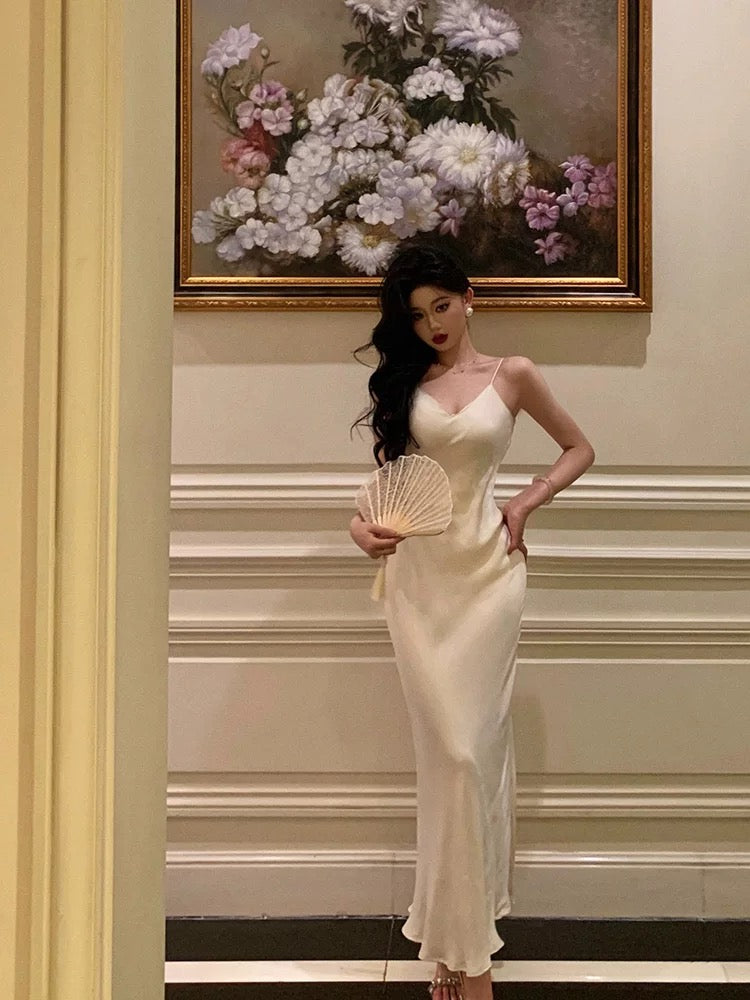 Stunning Mermaid Spaghetti Straps White Date Night Dress Prom Dresses Birthday Outfit