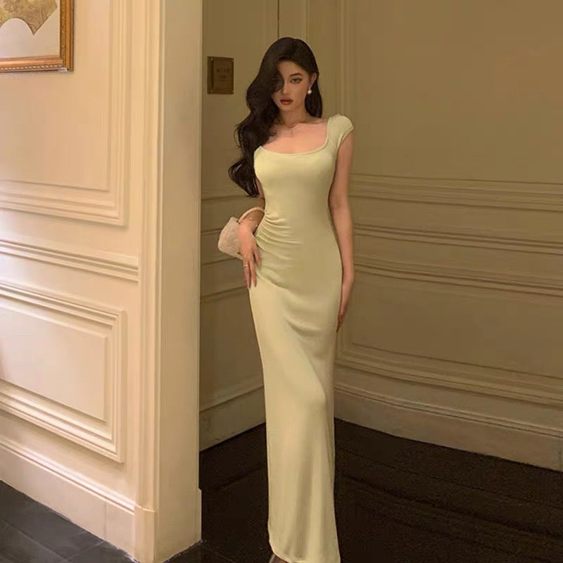 Stunning Sheath Square Neckline Cap Sleeves Mint Green Date Night Dress Prom Dresses Birthday Party Outfit