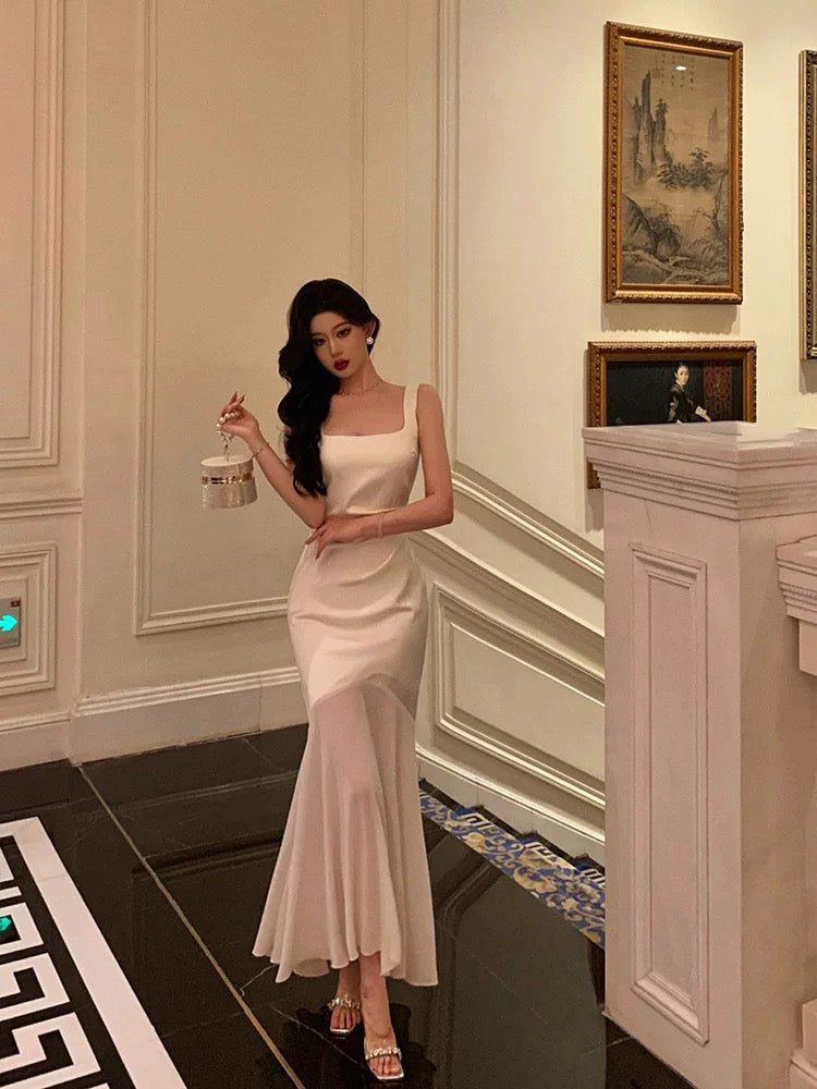 Stunning Mermaid Straps Sleeveless Ivory Date Night Dress Prom Dresses Birthday Party Outfit