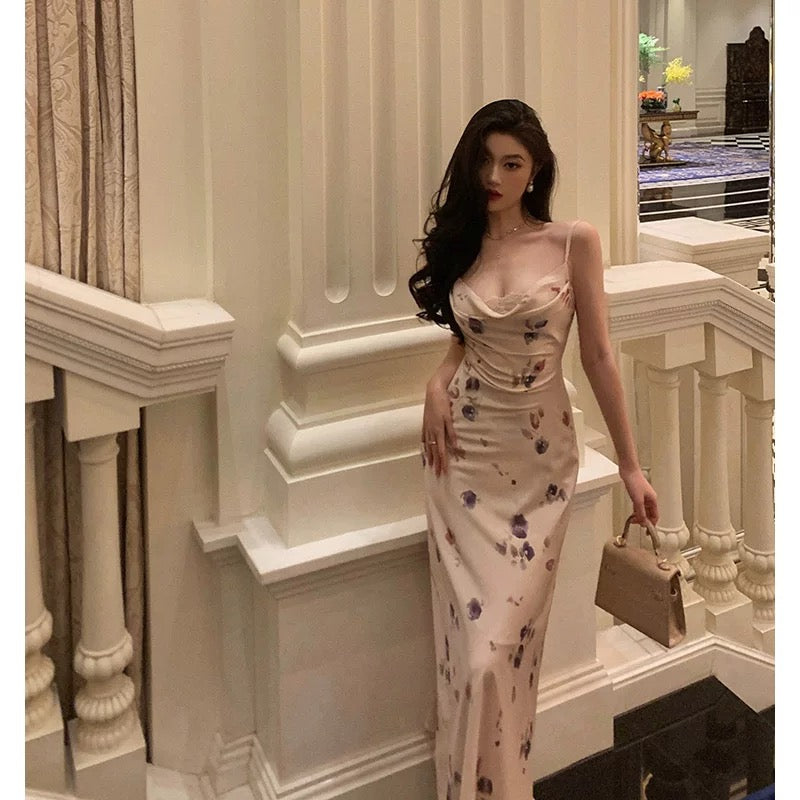 Stunning Sheath Spaghetti Straps Sleeveless Floral Date Night Dress Prom Dresses Birthday Party Outfit