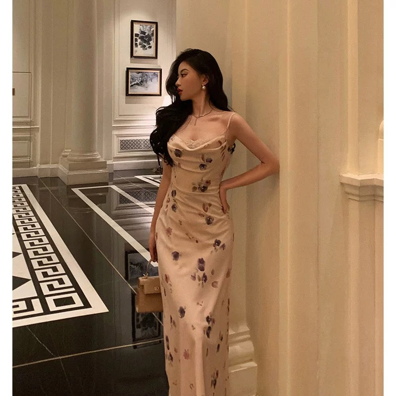 Stunning Sheath Spaghetti Straps Sleeveless Floral Date Night Dress Prom Dresses Birthday Party Outfit