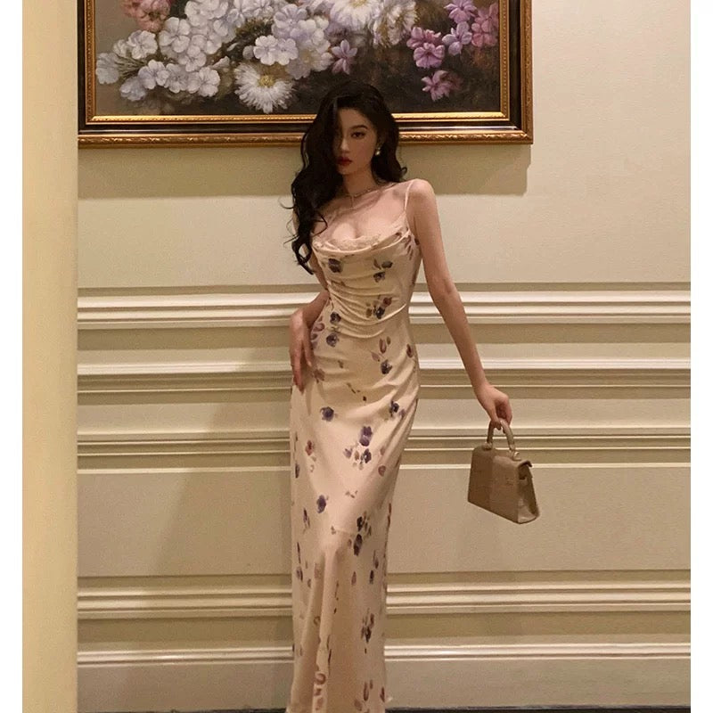 Stunning Sheath Spaghetti Straps Sleeveless Floral Date Night Dress Prom Dresses Birthday Party Outfit
