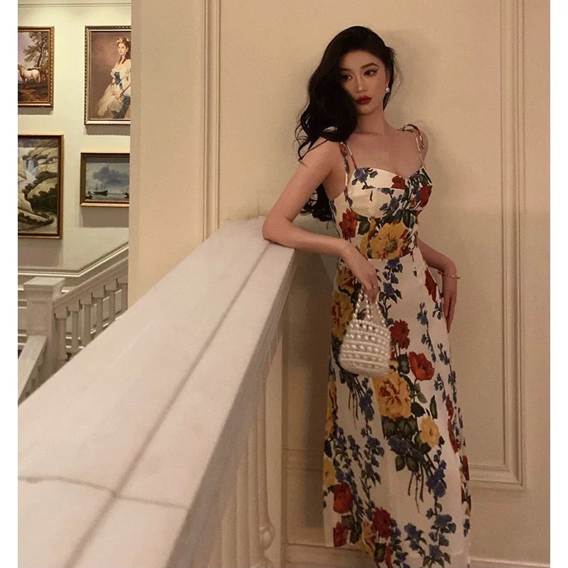 Pretty A line Spaghetti Straps Floral Date Night Dress Prom Dresses Birthday Party Outfit