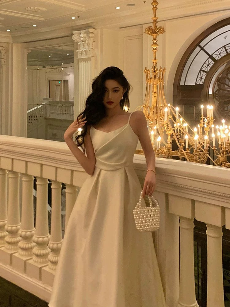 Pretty A line Spaghetti Straps Ivory Date Night Dress Prom Dresses Birthday Party Outfit