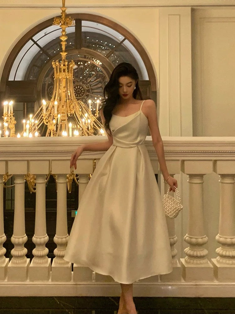 Pretty A line Spaghetti Straps Ivory Date Night Dress Prom Dresses Birthday Party Outfit