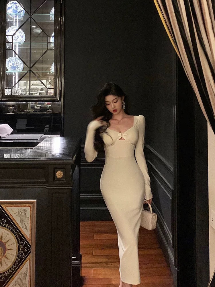 Sexy Sheath Strapless White Long Sleeves Prom Dresses Birthday Outfits Evening Gown