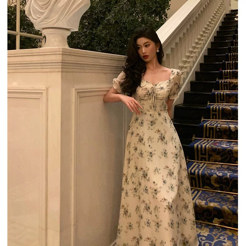Sexy A Line Straps Floral Chiffon Ruffles Prom Dresses Birthday Outfits Evening Gown