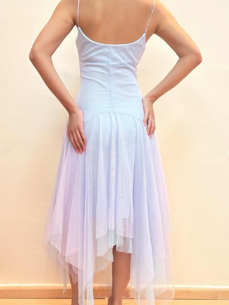 Lavender Tulle A Line Short Prom Dress,Homecoming Dress With Flowers