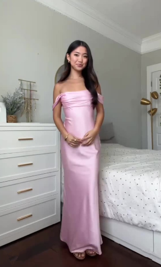 Elegant Pink Satin Sheath Prom Dress Long Party Evening Dress