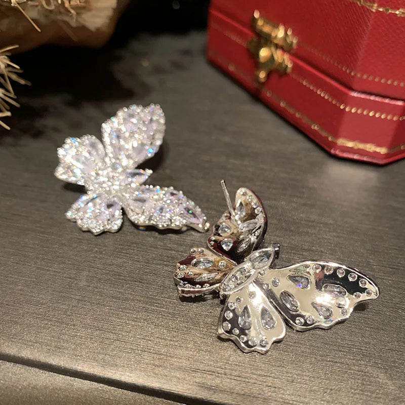 Luxury Butterfly Zircon Bridal Earrings Cubic Zirconia Wedding Earring For Brides Accessories Women Birthday Gifts Jewelry