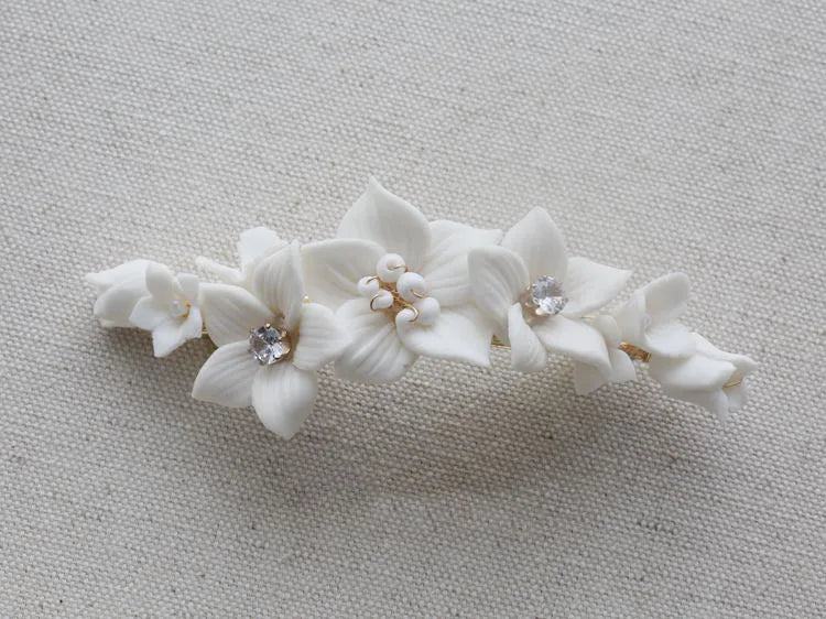 Wedding Accessories Porcelain Flower Hair Pin Clip Women Girl Hairpin For Brides Gold Silver Color Head Piece Bridal Jewelry gold color H
