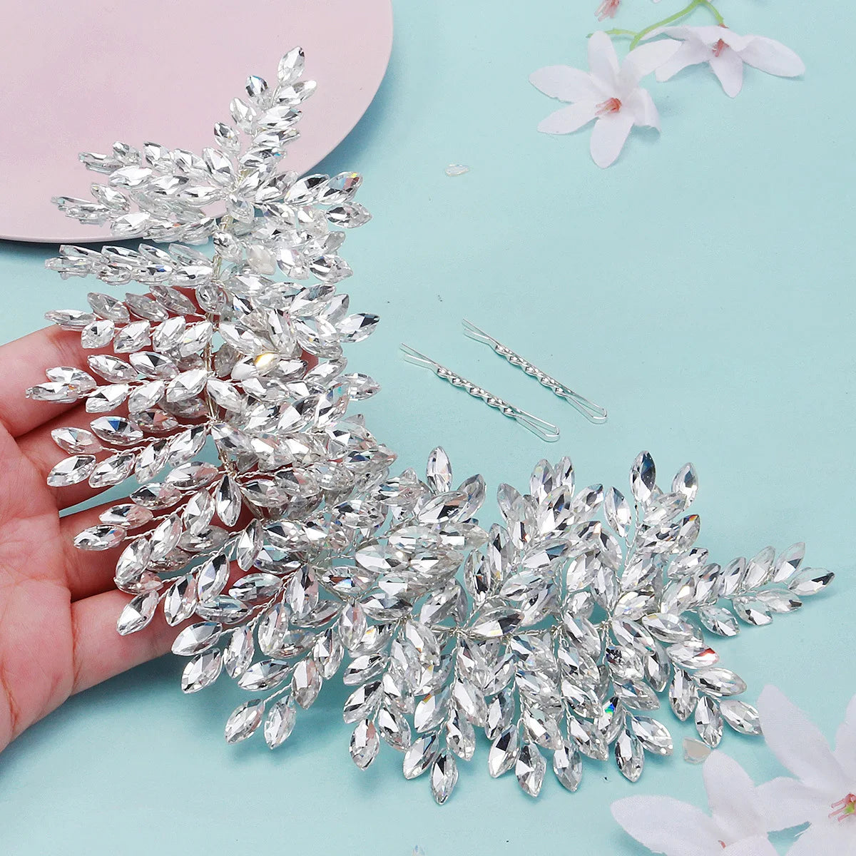 Crystal Rhinestones Headband Hairband Silver Color Headpiece For Brides Women Headdress Wedding Accessories Bridal Jewelry a