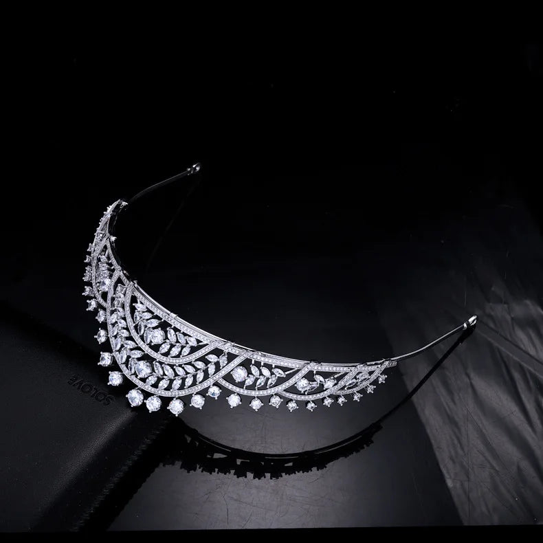 CZ Zirconia Tiaras and Crowns AAA Zircon Headpiece Women Brides Princess Queen Headband Wedding Accessories Bridal Hair Jewelry