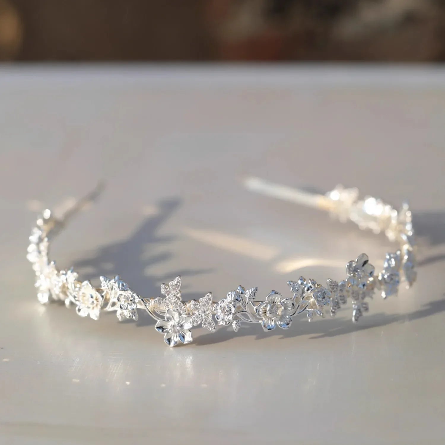 Flower Headband Hairband Tiara Silver Color Headpiece For Bride Zircon Headwear Crown Bridal Hair Jewelry Wedding Accessories