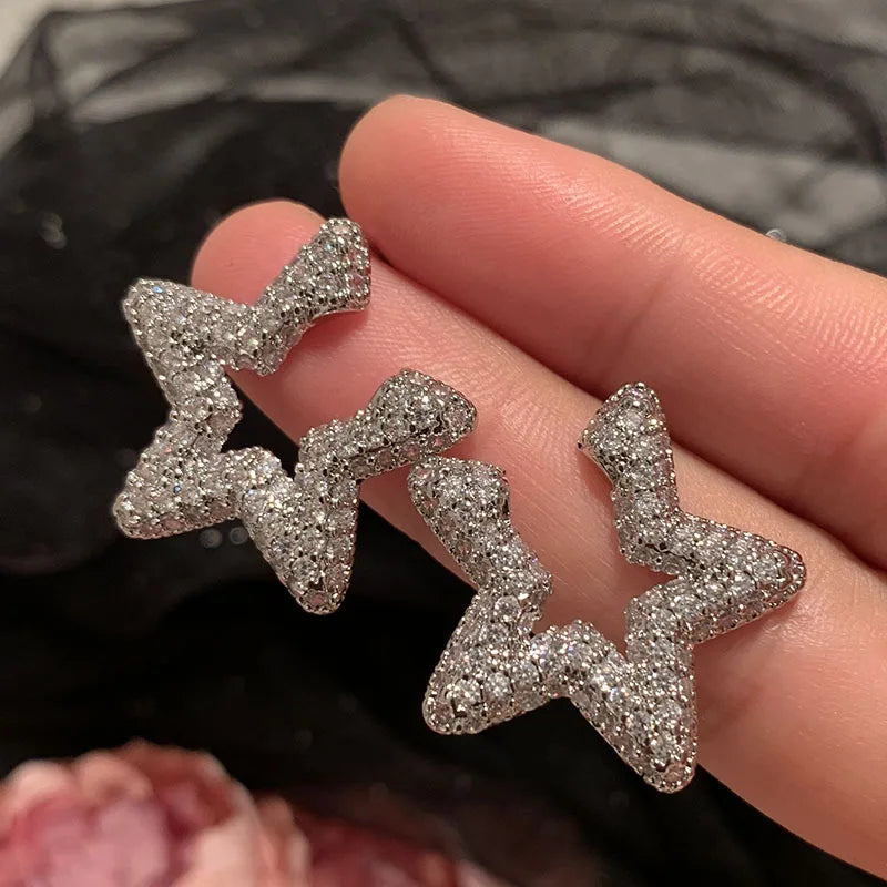 Luxury Star AAA Zircon Bridal Earrings CZ Cubic Zirconia Wedding Earring For Brides Accessories Women Girl Dinner Party Jewelry