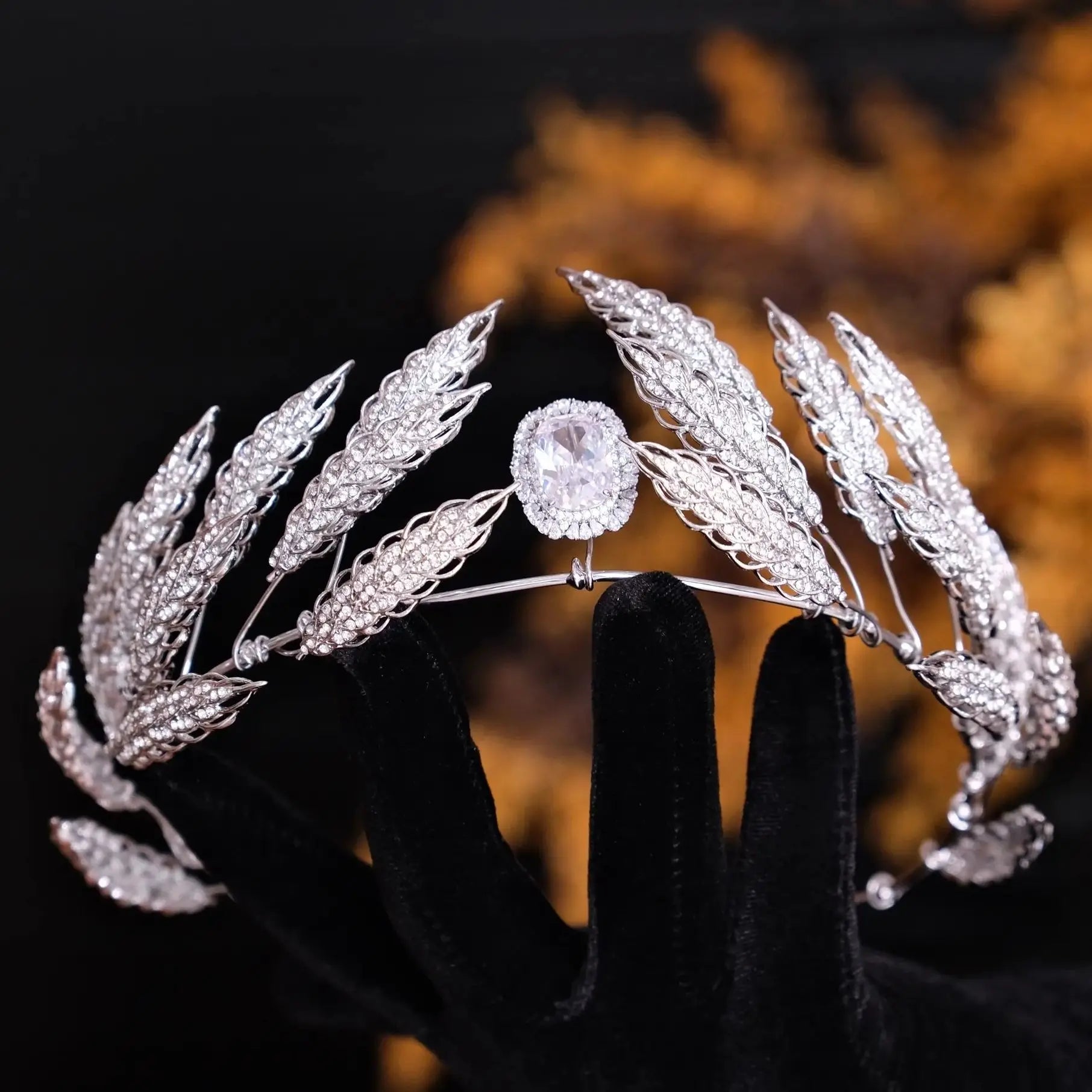 Rhinestones Zircon Tiaras and Crowns Leaf Crystal Diadem Brides Prom Pageant Headband Wedding Accessories Bridal Hair Jewelry a