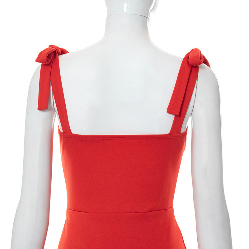 Tied Detail Ruffle Hem Bodycon Dress Short Homecoming Dress