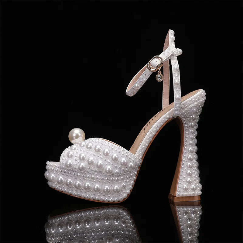 Luxury Colorful Rhinestones Women Gladiator Sandals Sexy Ankle Strap Platform Wedges High heels Fashion Summer Party Prom Shoes White
