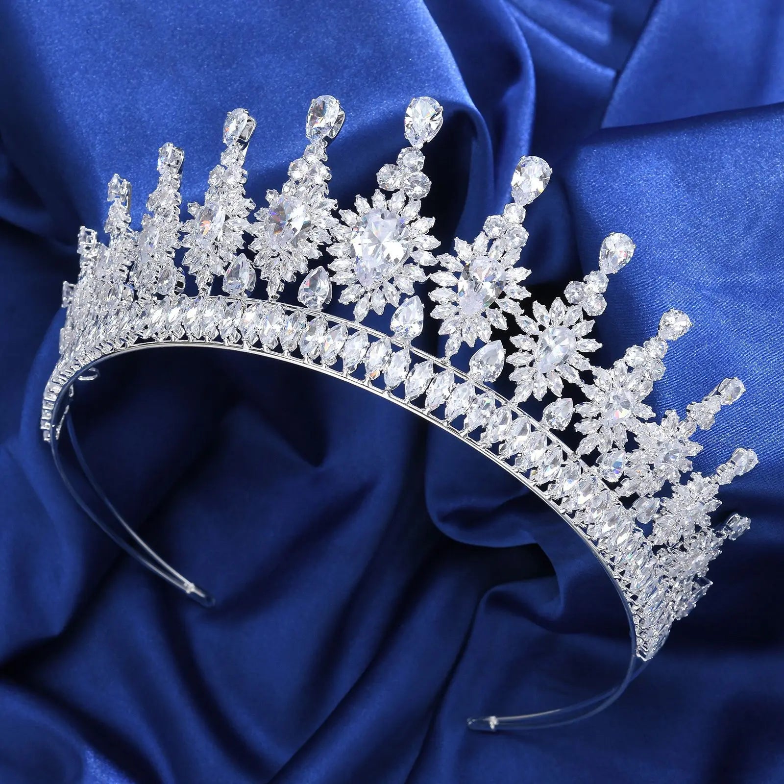 AAA Zircon Tiaras and Crowns CZ Zirconia Headband For Bride Women Princess Queen Diadem Wedding Accessories Bridal Hair Jewelry silver color