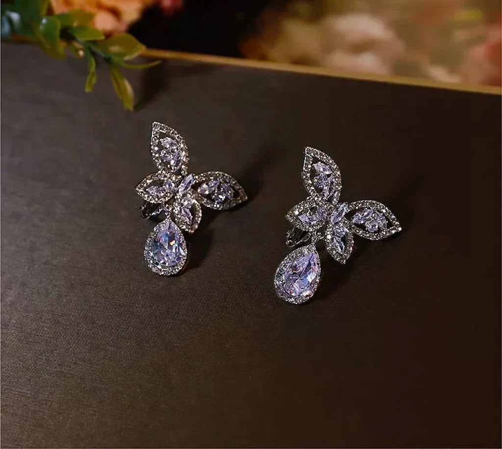 Leaf Hair Pin Clip Rhinestones Zirconia Head Piece For Bride Women Silver Color Hairpin Wedding Accessories Bridal Jewelry earrings clip