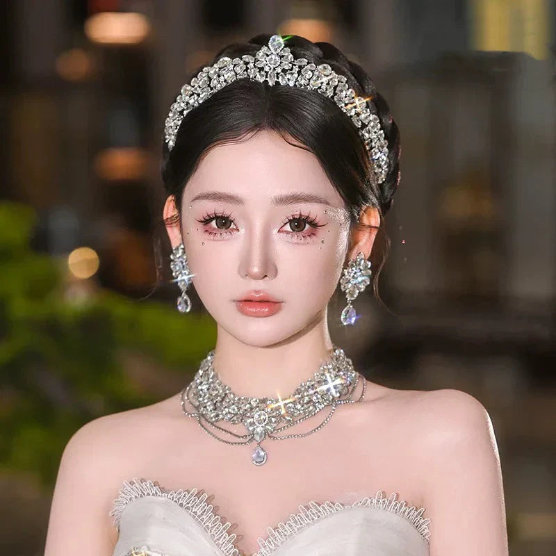 Crystal Tiaras and Crowns Rhinestones Zirconia Diadem For Brides Princess Queen Headband Wedding Accessories Bridal Hair Jewelry
