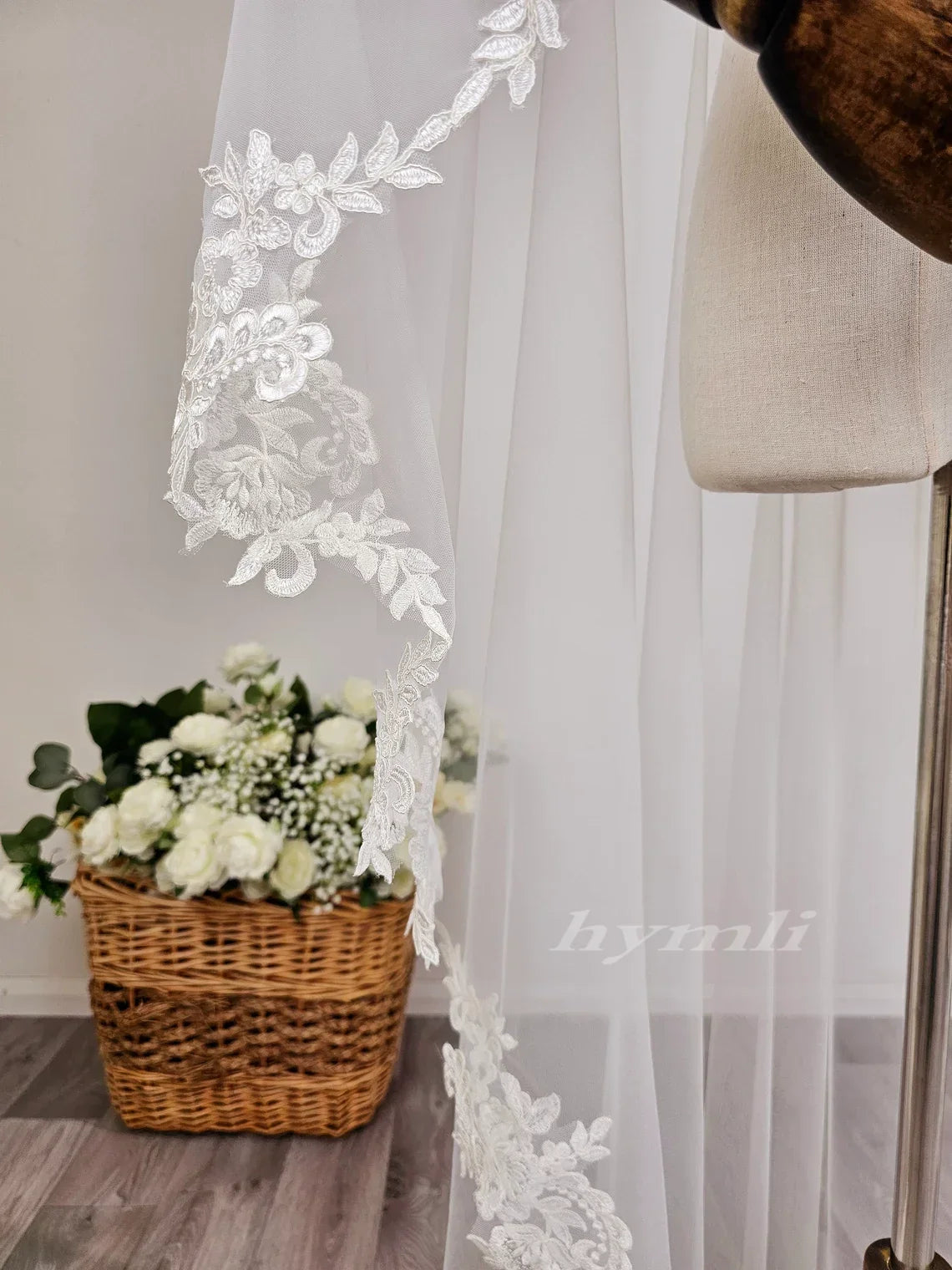 Simple Bridal Veil Mantilla Lace Veil 1 Layer Wedding Veil Drop Veil