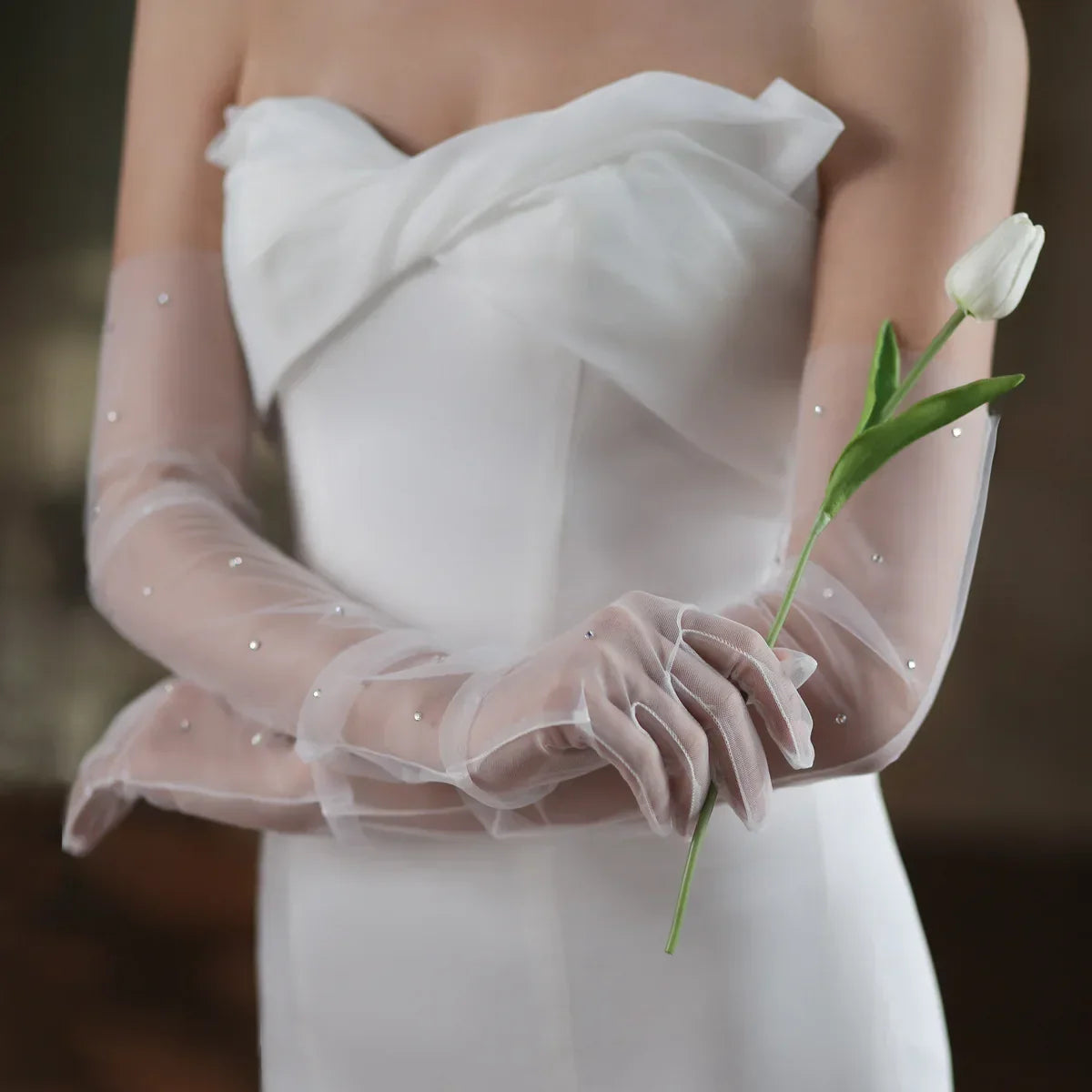 Lace Short Pearls Bridal Gloves Wristband Wedding Glove For Women Girl Party Evening Dress Jewelry Brides Accessories f