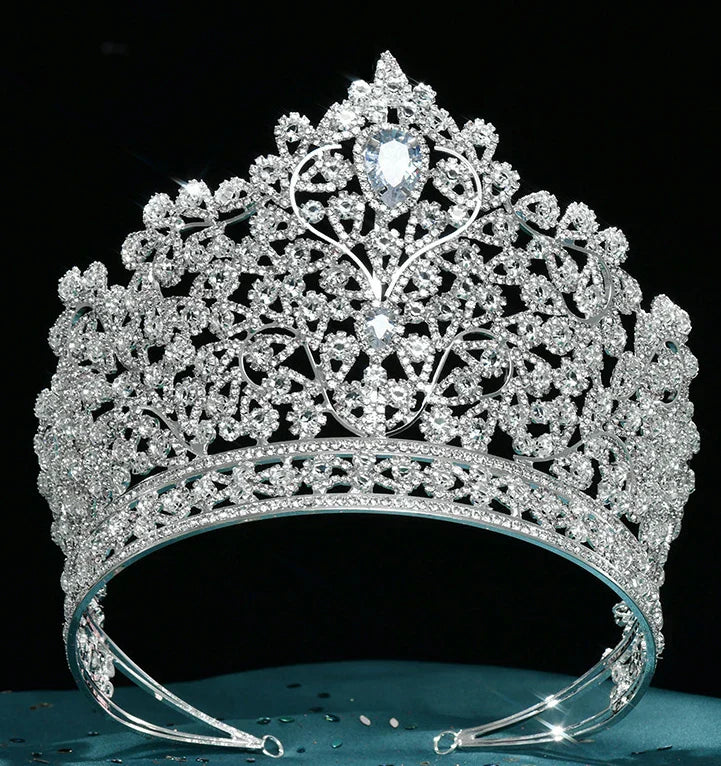 Zirconia Tiaras and Crowns Rhinestones Headband For Brides Party Big Large Headpiece Wedding Accessories Bridal Hair Jewelry a