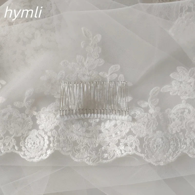 118" Long ,102" Wide One Layer Mantilla Veil , Wedding Veil , Bridal Veil, Lace Veil With Metal Comb